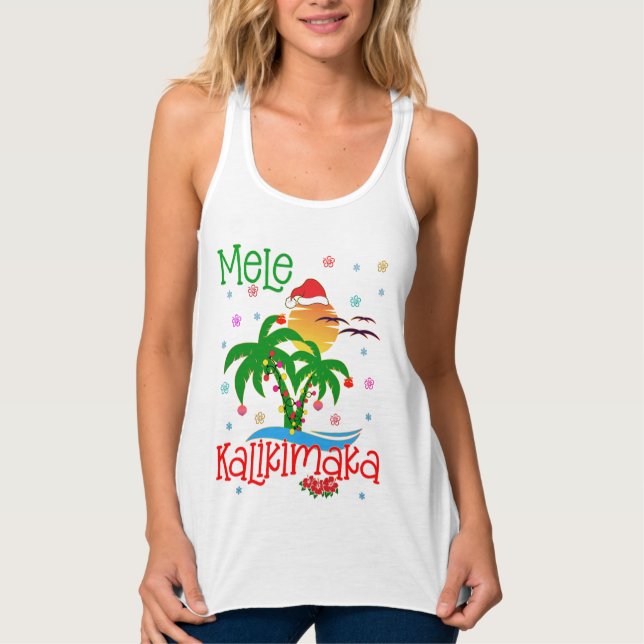 Mele Kalikimaka Hawaiian God jul Aloha Linne Med Racerback (Framsida)