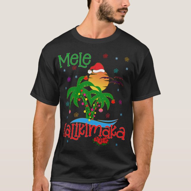 Mele Kalikimaka Hawaiian God jul Aloha Mat T Shirt (Framsida)