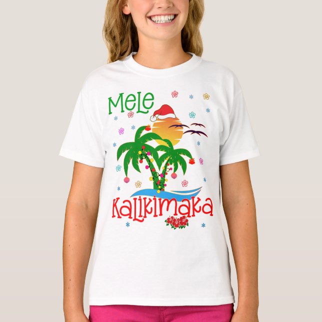 Mele Kalikimaka Hawaiian God jul Aloha Mat T Shirt (Framsida)