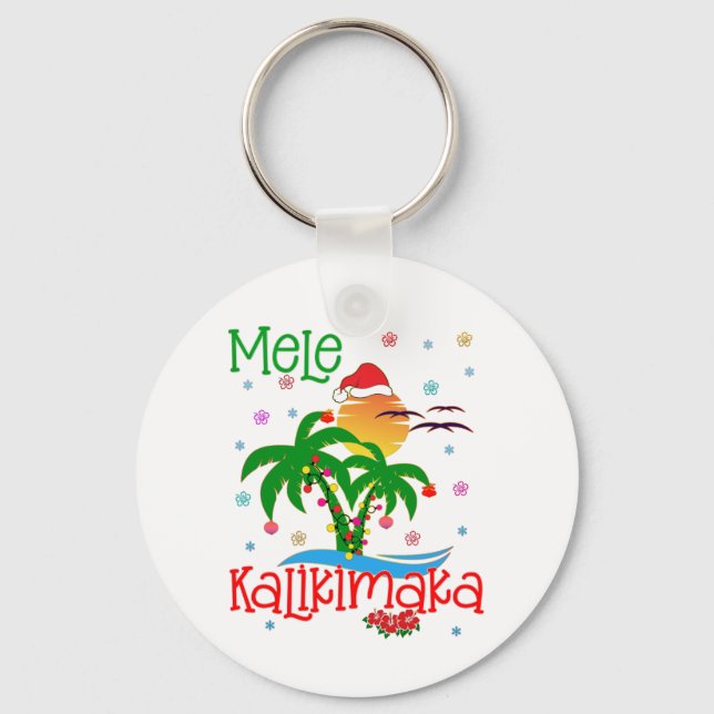 Mele Kalikimaka Hawaiian God jul Aloha Nyckelring (Framsida)