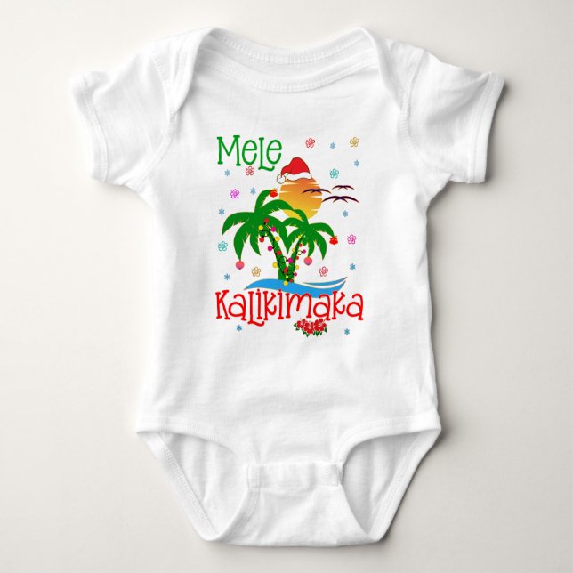Mele Kalikimaka Hawaiian God jul Aloha  T Shirt (Framsida)