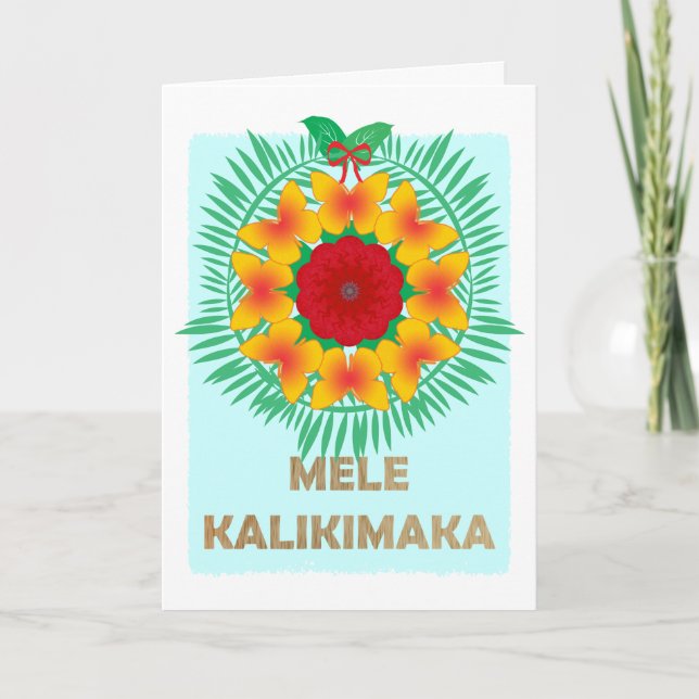 Mele Kalikimaka Hawaiian God jul Helgkort (Framsida)