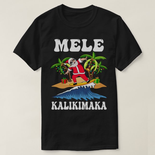 Mele Kalikimaka Hawaiian Hawaii jul Santa Su T Shirt (Design framsida)