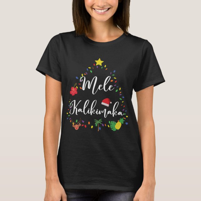 Mele Kalikimaka Hawaiian Hawaii jul T Shirt (Framsida)