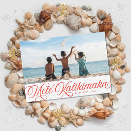 Mele Kalikimaka Hawaiian Helgdag Red Photo Card Julkort