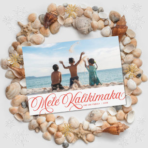 Mele Kalikimaka Hawaiian Helgdag Red Photo Card Julkort