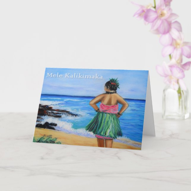 Mele Kalikimaka Hawaiian Hula Girl Helgdag Card Kort (Orkide)