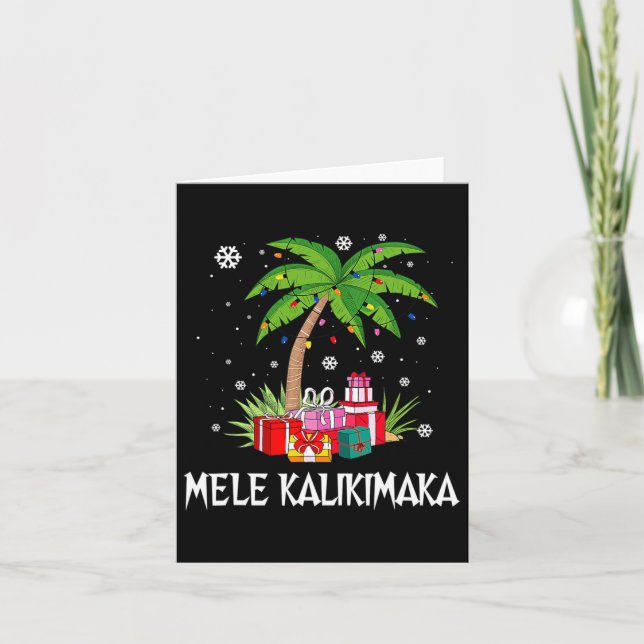 Mele Kalikimaka Hawaiian jul Handflatan Träd Famil Kort (Framsida)