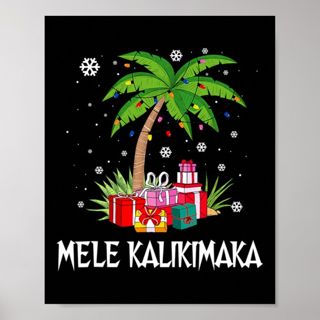 Mele Kalikimaka Hawaiian jul Handflatan Träd Famil Poster (Framsidan)