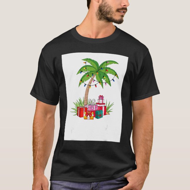 Mele Kalikimaka Hawaiian jul Handflatan Träd Famil T Shirt (Framsida)