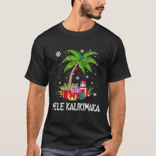 Mele Kalikimaka Hawaiian jul Handflatan Träd Famil T Shirt