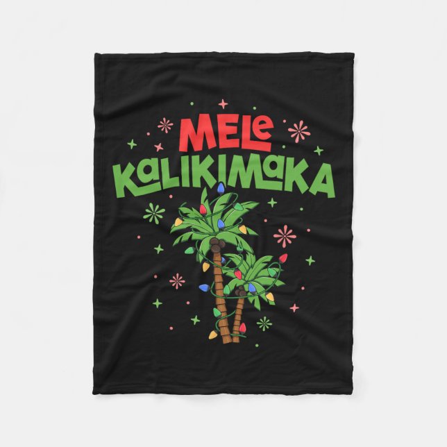 Mele Kalikimaka Hawaiian jul Handflatan Träd Light Fleecefilt (Framsidan)