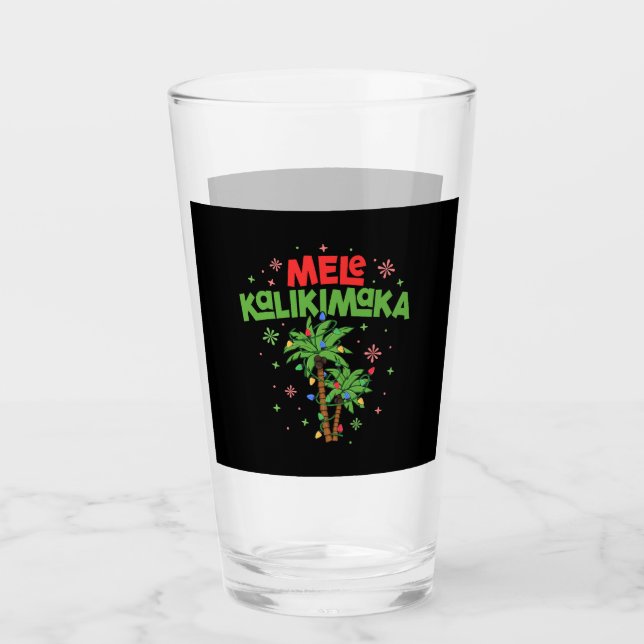 Mele Kalikimaka Hawaiian jul Handflatan Träd Light Glaskopp (Framsida)