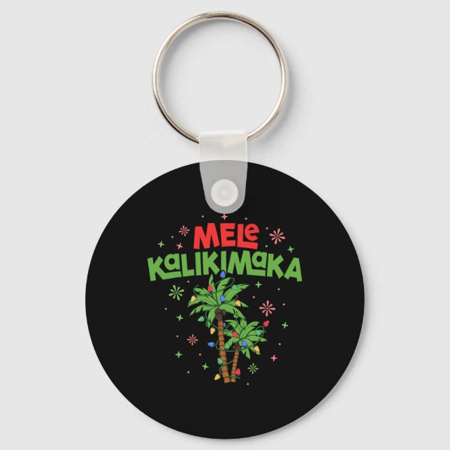 Mele Kalikimaka Hawaiian jul Handflatan Träd Light Nyckelring (Framsida)