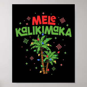 Mele Kalikimaka Hawaiian jul Handflatan Träd Light Poster
