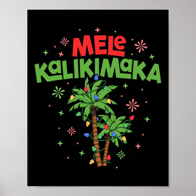 Mele Kalikimaka Hawaiian jul Handflatan Träd Light Poster (Framsidan)