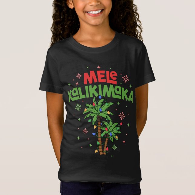 Mele Kalikimaka Hawaiian jul Handflatan Träd Light T Shirt (Framsida)