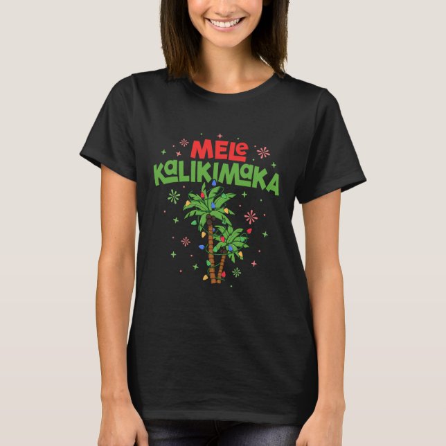 Mele Kalikimaka Hawaiian jul Handflatan Träd Light T Shirt (Framsida)