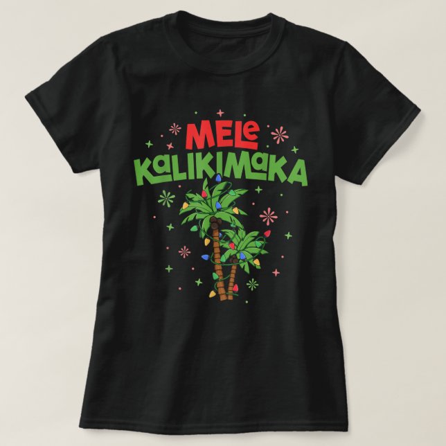 Mele Kalikimaka Hawaiian jul Handflatan Träd Light T Shirt (Design framsida)