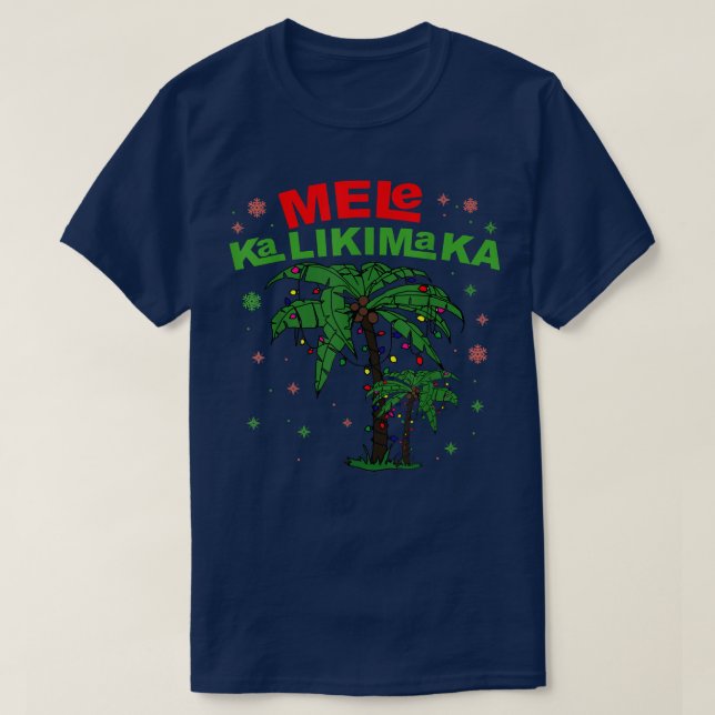 Mele Kalikimaka Hawaiian jul Handflatan Träd Light T Shirt (Design framsida)