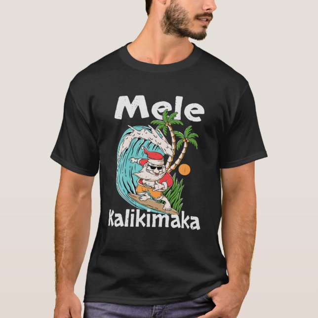 Mele Kalikimaka Hawaiian jul Handflatan Träd Light T Shirt (Framsida)