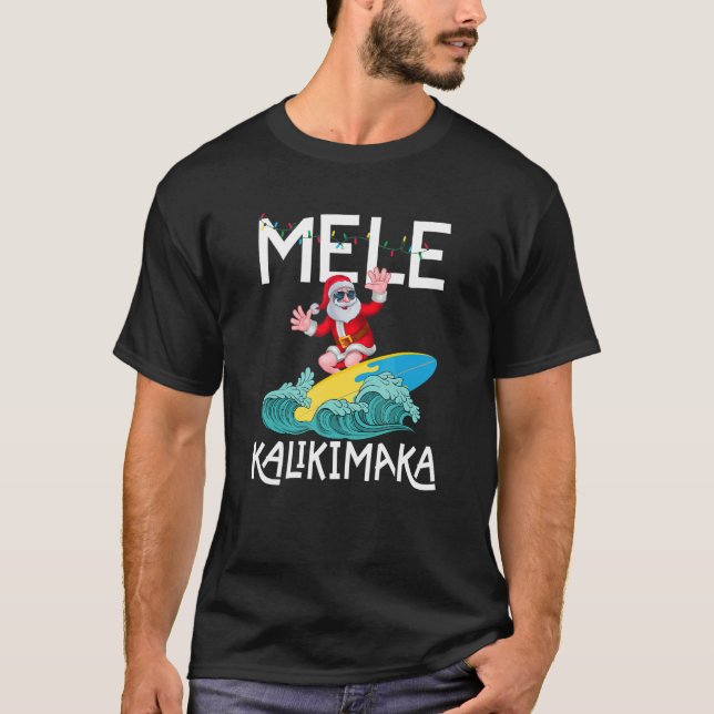 Mele Kalikimaka Hawaiian jul Hawaii Santa Su T Shirt (Framsida)