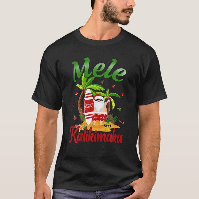 Mele Kalikimaka Hawaiian jul Hawaii Surfing T Shirt (Framsida)