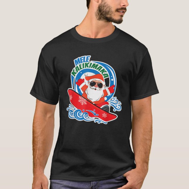 Mele Kalikimaka Hawaiian jul i juli Surfing T Shirt (Framsida)