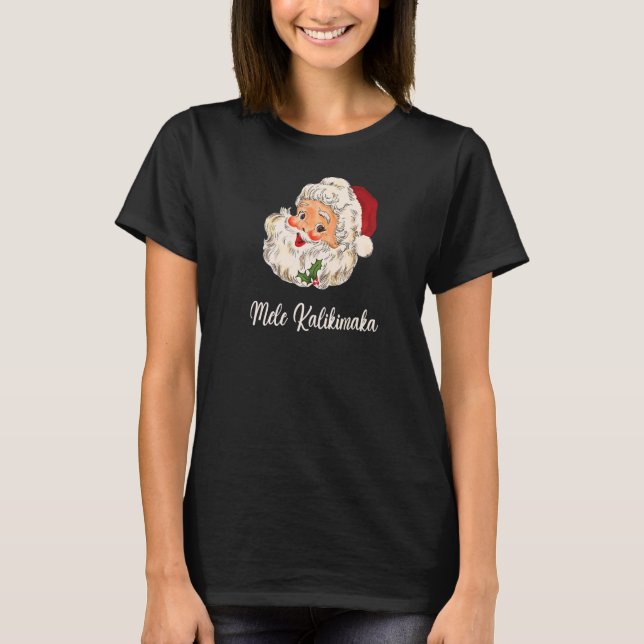 Mele Kalikimaka Hawaiian jul Ljus Julafton San T Shirt (Framsida)