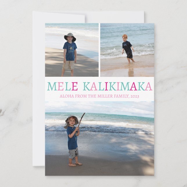 Mele Kalikimaka Hawaiian jul Photo Collage Julkort (Framsida)