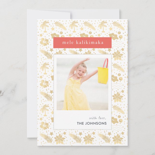 Mele Kalikimaka Hawaiian jul Red Photo Card Julkort (Framsida)