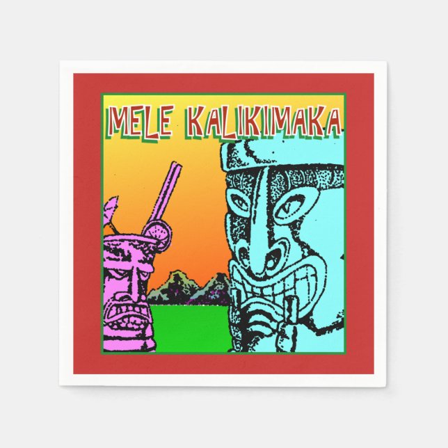 Mele Kalikimaka - Hawaiian jul Tiki Kärlek Pappersservett (Framsidan)