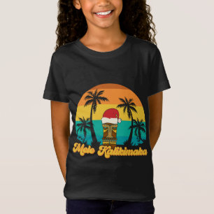 Mele Kalikimaka Hawaiian jul Tiki Santa Hat T Shirt