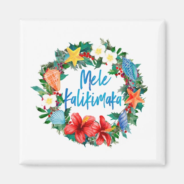 Mele Kalikimaka Hawaiian-julfransen Magnet (Framsidan)