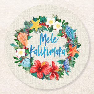 Mele Kalikimaka Hawaiian-julfransen Underlägg Papper Rund