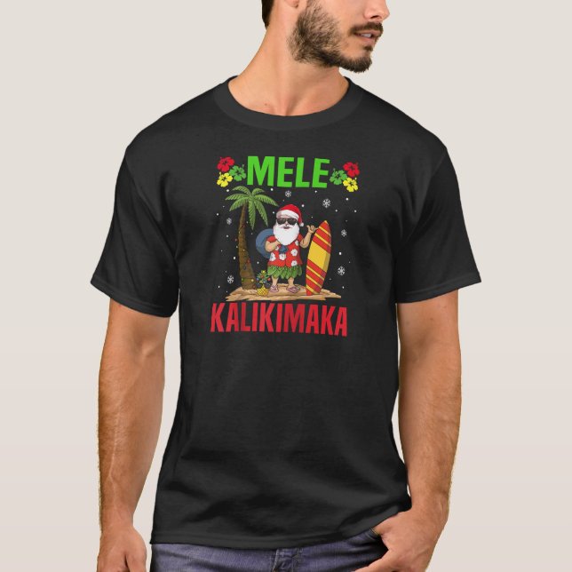 Mele Kalikimaka Hawaiian Jultomten Haw T Shirt (Framsida)