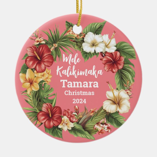 Mele Kalikimaka Hawaiian Personlig Ornament (Framsidan)