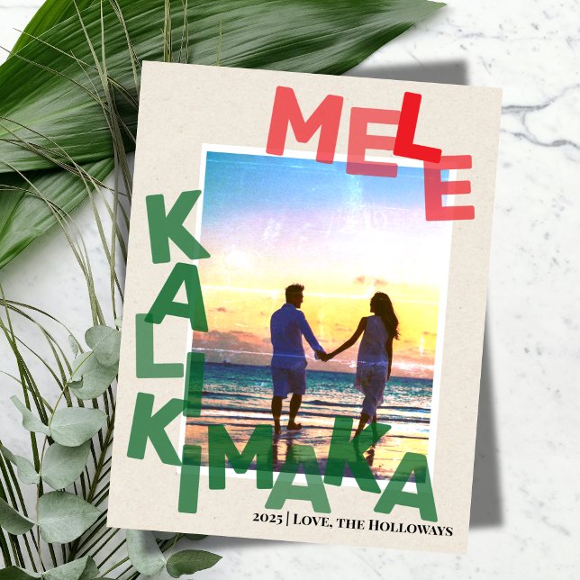 Mele Kalikimaka Hawaiian Photo jul Card Julkort (Send warm island wishes with this cheerful Mele Kalikimaka photo card. )