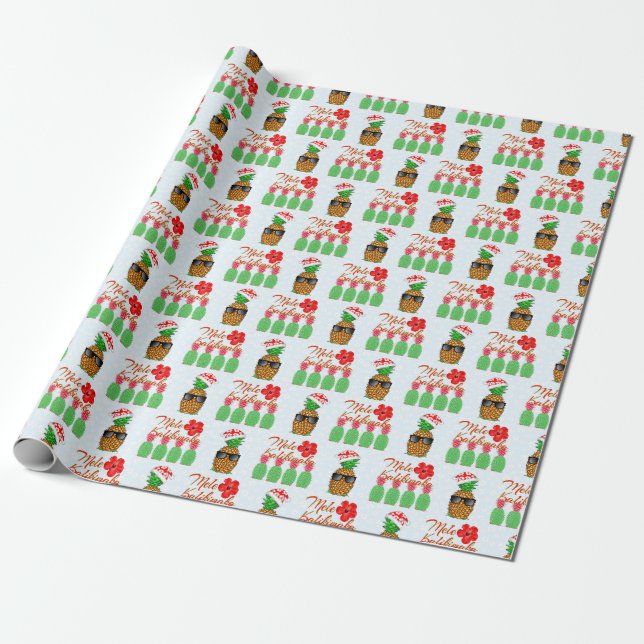 Mele Kalikimaka Hawaiian Pineapple God jul Presentpapper (Utrullad)