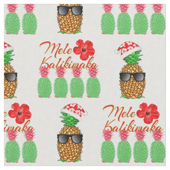 Mele Kalikimaka Hawaiian Pineapple God jul Tyg (Närbild)