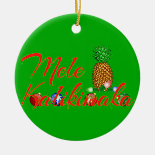 Mele Kalikimaka Hawaiian Pineapple Julgransprydnad Keramik