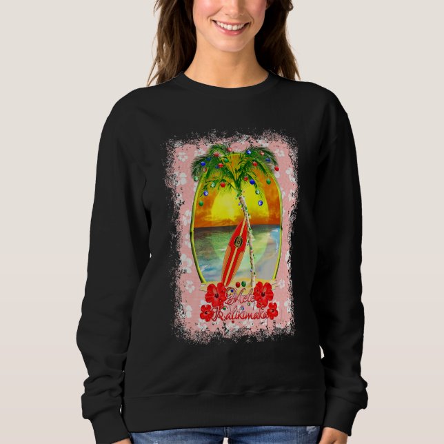 Mele Kalikimaka Hawaiian Surfa Surfing T Shirt (Framsida)