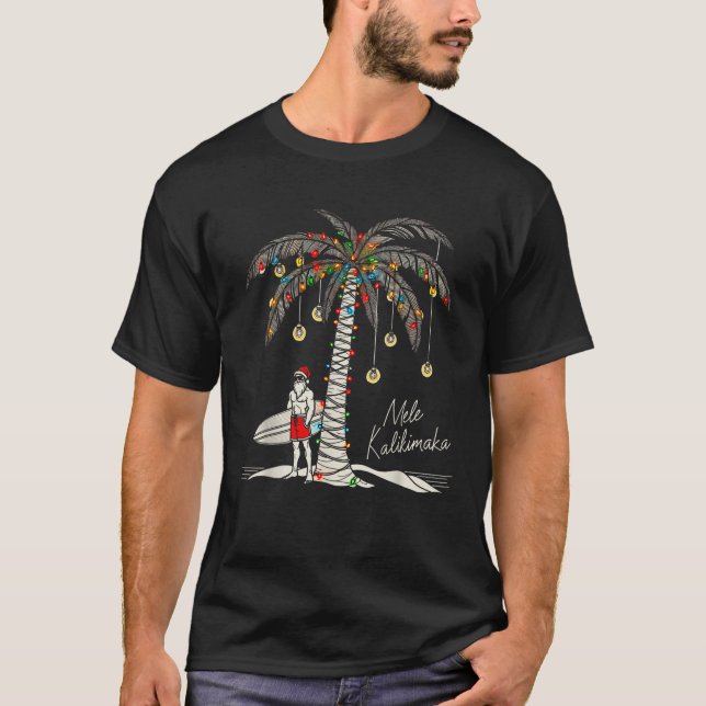Mele Kalikimaka Hawaiian Surfa Warm Funny Hawaii C T Shirt (Framsida)