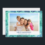 MELE KALIKIMAKA HAWAIIAN TROPICAL BEACH PHOTO JULKORT<br><div class="desc">Blå och Grönt Turquise incandescent Faux Foil MELE KALIKIMAKA - God jul Hawaiian Tropical Handflatan Löv Family Photo jul-Helgdag Card. Bild och namn kan bytas ut mot detta enkla fotoport för strand- eller kustsemesterfamiljen.</div>