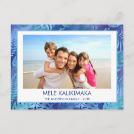 MELE KALIKIMAKA HAWAIIAN TROPICAL BLUE PHOTO HELG VYKORT