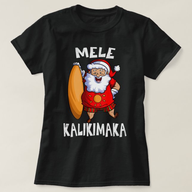Mele Kalikimaka Hawaiian X-Mas Santa T Shirt (Design framsida)