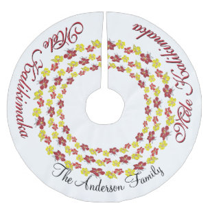 Mele Kalikimaka Hawaiian YOUR NAME Träd Skirt Julgransmatta Borstad Polyester