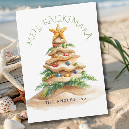 Mele Kalikimaka Hawaiiansk strand julgran Julkort