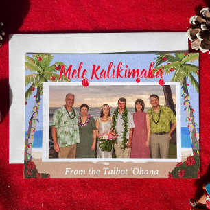Mele Kalikimaka Hawaiianska Strand Personlig Fotog Julkort
