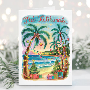 Mele Kalikimaka Hawaiianskt God Jul-kort Helgkort